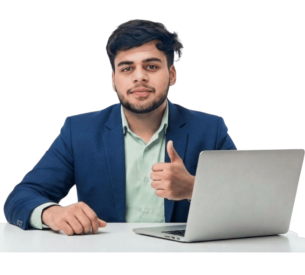 Achhar Sharma digital marketing expert working on laptop