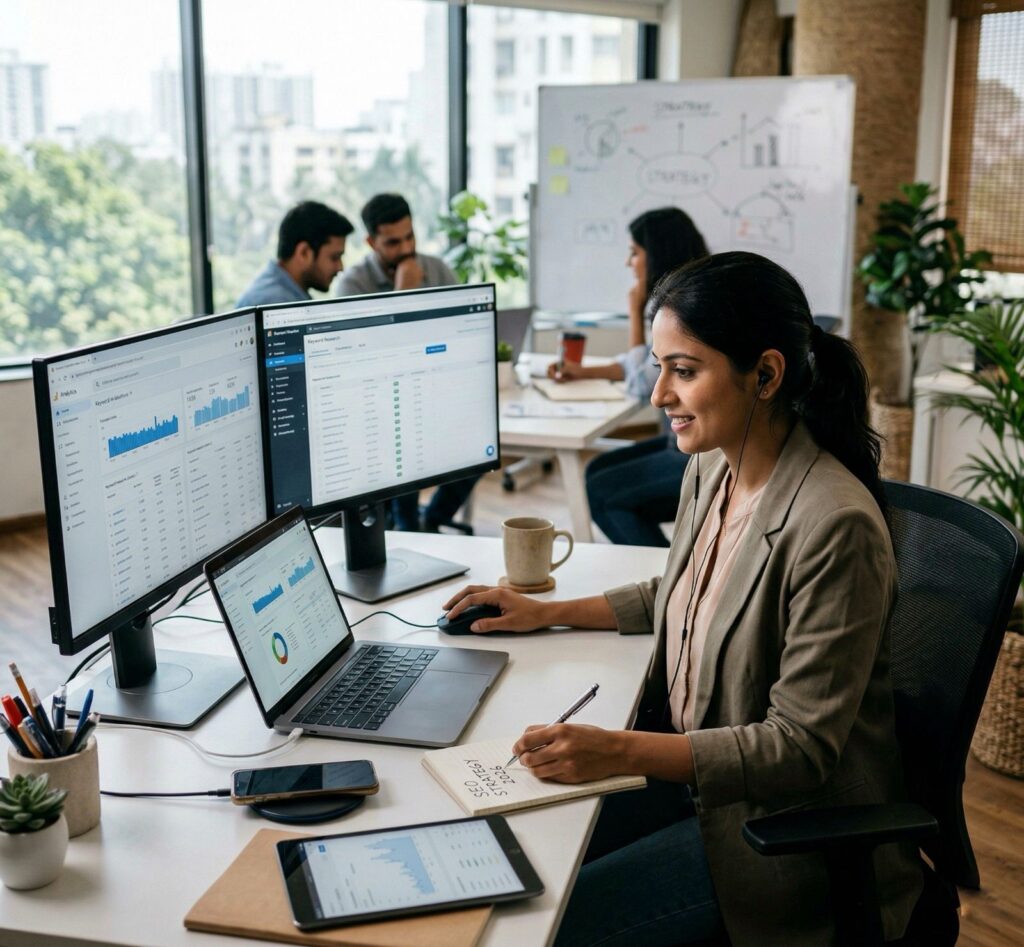 digital marketing expert tracking campaign performance and analytics dashboard