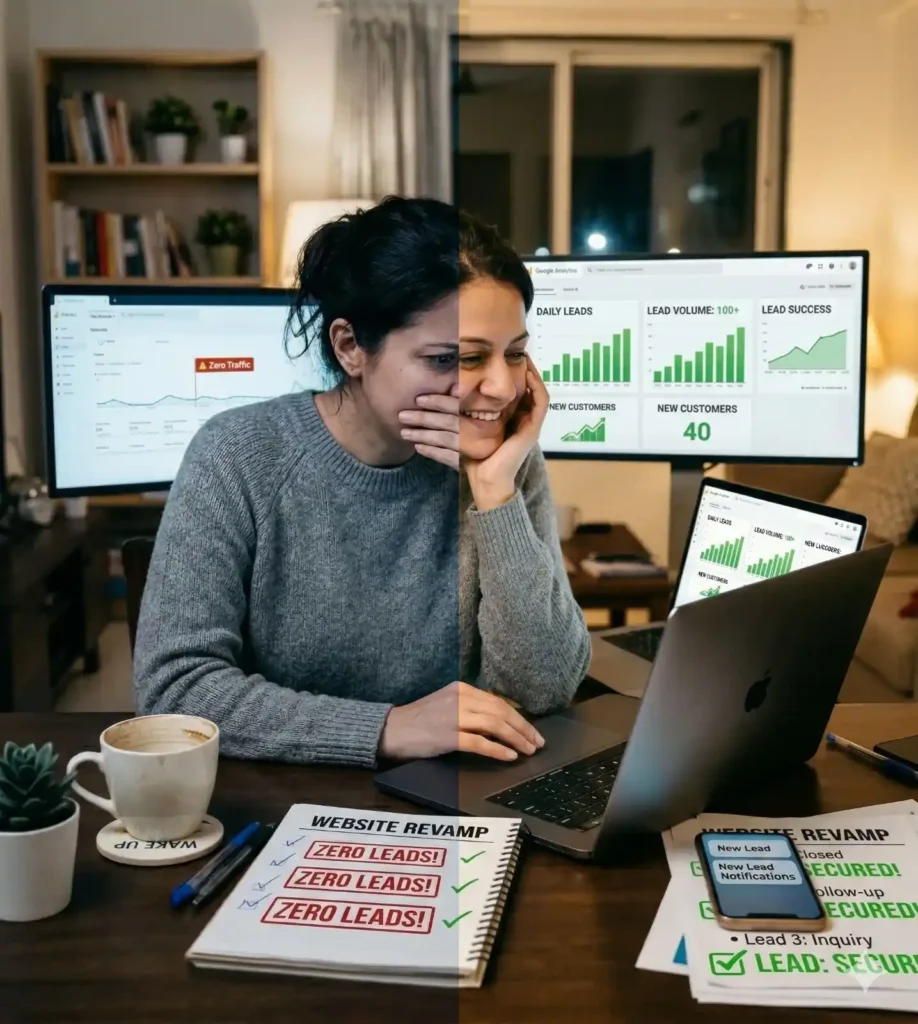 website not getting leads vs improved lead generation after SEO optimization